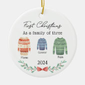 Custom family Christmas Ornament with Sweaters  セラミックオーナメント (正面)