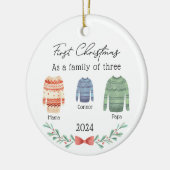 Custom family Christmas Ornament with Sweaters  セラミックオーナメント (左)