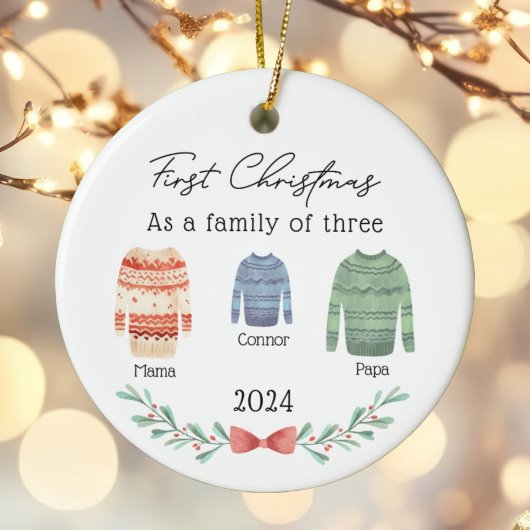 Custom family Christmas Ornament with Sweaters  セラミックオーナメント