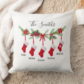 Custom Family Christmas Stocking Throw Pillow クッション (ブランケット)