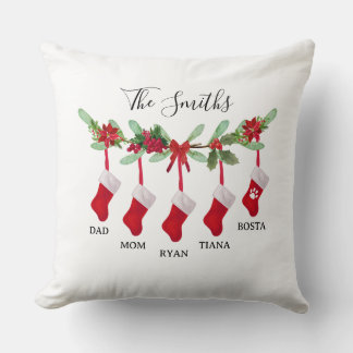 Custom Family Christmas Stocking Throw Pillow クッション