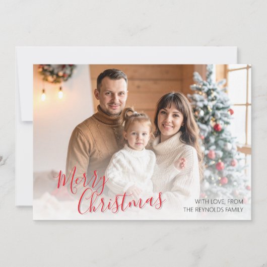 Custom Family Flat Christmas Greeting Card サンキューカード (正面)