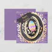 Custom Family Happy Easter Watercolour Egg シーズンカード (正面/裏面)