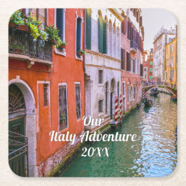 Custom Family Italy Trip Photo  スクエアペーパーコースター