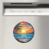 Custom Family Jamaica Trip Faux Stained Glass マグネット (インサイチュ (食洗機))