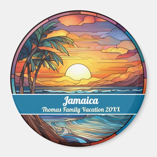 Custom Family Jamaica Trip Faux Stained Glass マグネット (正面)