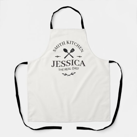 Custom Family Kitchen Apron with Name for Women エプロン (正面)