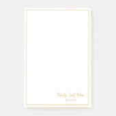 Custom Family Last Name Gold Border Notes ポストイット (正面)