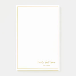 Custom Family Last Name Gold Border Post-it Notes ポストイット