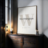 Custom Family Last Name Sign Est Date Wedding Gift ポスター