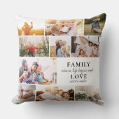 Custom Family Love Photo Collage Modern Quote Chic クッション (正面)