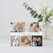 Custom Family Modern Multi Photo Holiday New Year シーズンポストカード (スタンド正面)