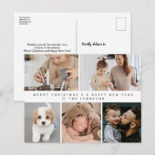 Custom Family Modern Multi Photo Holiday New Year シーズンポストカード (正面/裏面)
