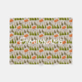 Custom Family Name Autumn Tree Pattern Blanket フリースブランケット (正面(横))