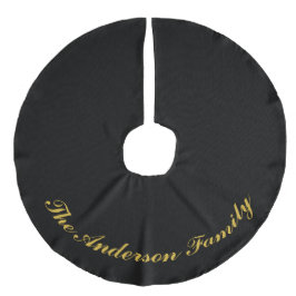 Custom Family Name Black Christmas Tree Skirt フェイクリネンツリースカート