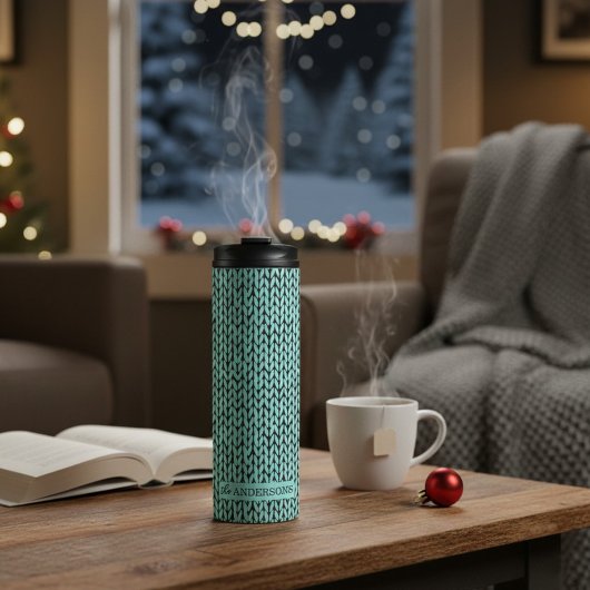 Custom Family Name Candle with Cozy Knit Pattern タンブラー