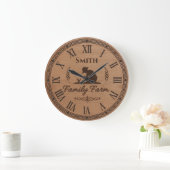 Custom Family Name Clock – Farmer Planting Scene ラージ壁時計 (ホーム)