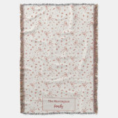 Custom Family Name Festive Coquette スローブランケット (正面縦)