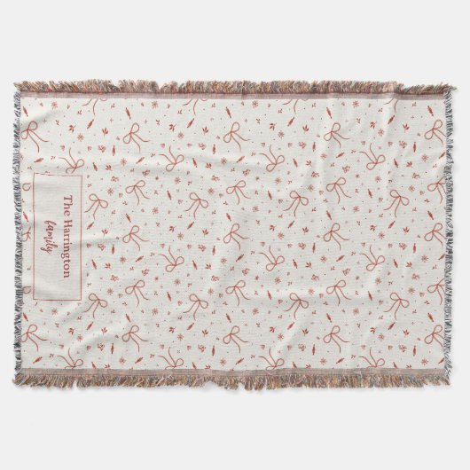 Custom Family Name Festive Coquette スローブランケット (正面)