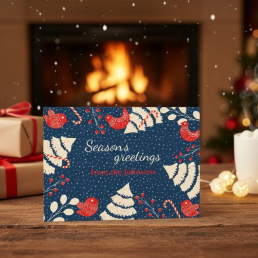 Custom Family Name Holiday Card | Season’s Greetin カード