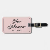 Custom Family Name in Elegant Script Blush Pink ラゲッジタグ (正面横)