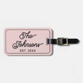 Custom Family Name in Elegant Script Blush Pink ラゲッジタグ