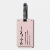 Custom Family Name in Elegant Script Blush Pink ラゲッジタグ (裏面縦)