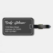 Custom Family Name in Elegant Script Charcoal Gray ラゲッジタグ (裏面横)