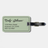 Custom Family Name in Elegant Script Sage Green ラゲッジタグ (裏面横)