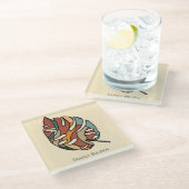 Custom Family Name Leaf Serene Savanna ガラスコースター (アングル)