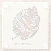 Custom Family Name Leaf Serene Savanna ガラスコースター (裏面)