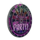 Custom Family Name Let's Party Pink Neon Tropical ダーツボード (正面左)