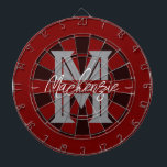 Custom Family Name Monogram Gray ダーツボード<br><div class="desc">Gray background with monogram and family name in center of the board. Other colors available in the shop.</div>