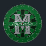 Custom Family Name Monogram Gray ダーツボード<br><div class="desc">Gray background with monogram and family name in center of the board. Other colors available in the shop.</div>