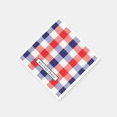 Custom Family Name Red and Blue Plaid スタンダードカクテルナプキン (角)