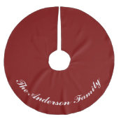 Custom Family Name Red Christmas Tree Skirt ブラッシュドポリエステルツリースカート (正面)
