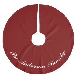 Custom Family Name Red Christmas Tree Skirt ブラッシュドポリエステルツリースカート