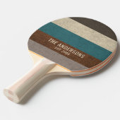 Custom Family Name Retro Color Block Stripe 卓球ラケット (正面アングル)