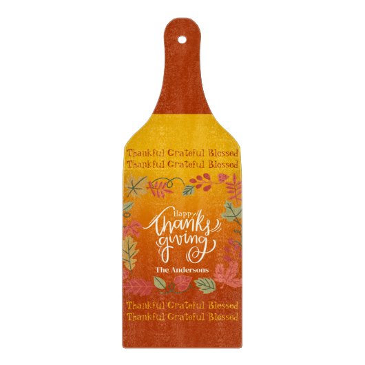 Custom Family Name Thanksgiving カッティングボード (正面)