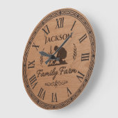 Custom Family Name Wall Clock – Family Farm  ラージ壁時計 (傾斜)