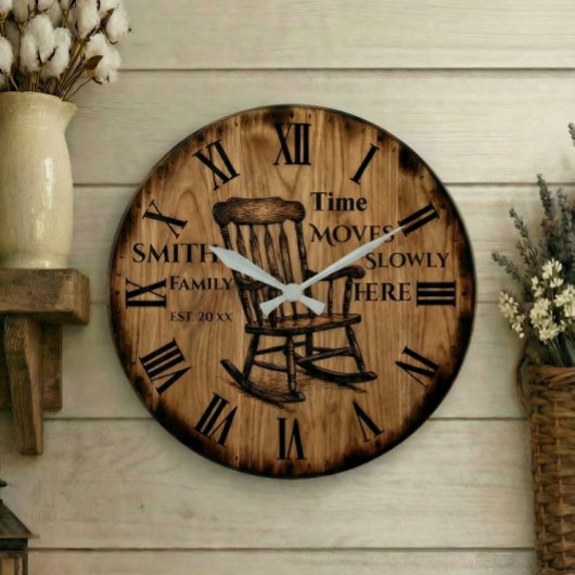 Custom Family Name wall clock | Farmhouse Decor  ラージ壁時計