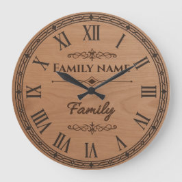 Custom Family Name Wall Clock – Home Decor ラージ壁時計
