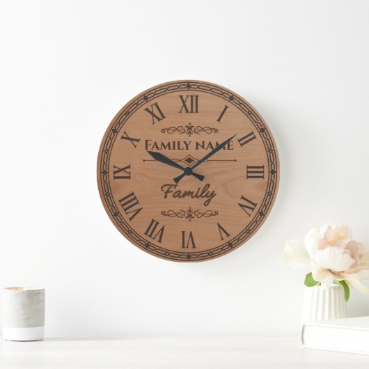 Custom Family Name Wall Clock – Home Decor  ラージ壁時計 (ホーム)