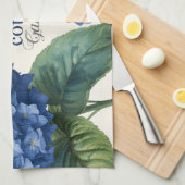 Custom Family Name Watercolor Hydrangea キッチンタオル (四つ折り)