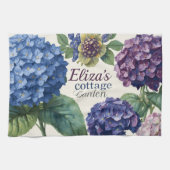 Custom Family Name Watercolor Hydrangea キッチンタオル (横)