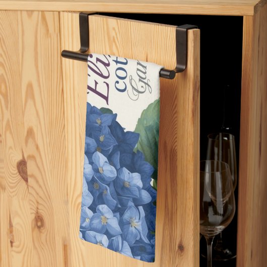 Custom Family Name Watercolor Hydrangea キッチンタオル (三つ折り)