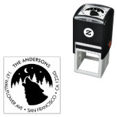 Custom Family Name Wolf Moon Return Address セルフインキングスタンプ (インサイチュ)