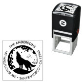 Custom Family Name Wolf Moon Return Address セルフインキングスタンプ (インサイチュ)