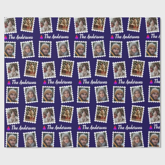 Custom Family of Four Christmas  ラッピングペーパー (フラット)