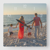 Custom Family Photo スクエア壁時計 (正面)